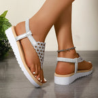 Sandalias plateadas con Clip calado para mujer, cuñas de plataforma de verano 2025, Sandalias romanas, Sandalias de cristal con banda elástica a la moda para mujer