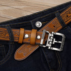 Cinturón Tico | Cuero Auténtico | Hebilla Vintage | Estilo Casual