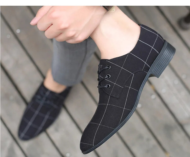 Zapatos Hombre Lona Formales Casuales Punta Puntiaguda Geométricos | Verano
