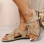 Sandalias Planas para Mujer | Cordones Cruzados | Punta Abierta | Estilo Gladiador