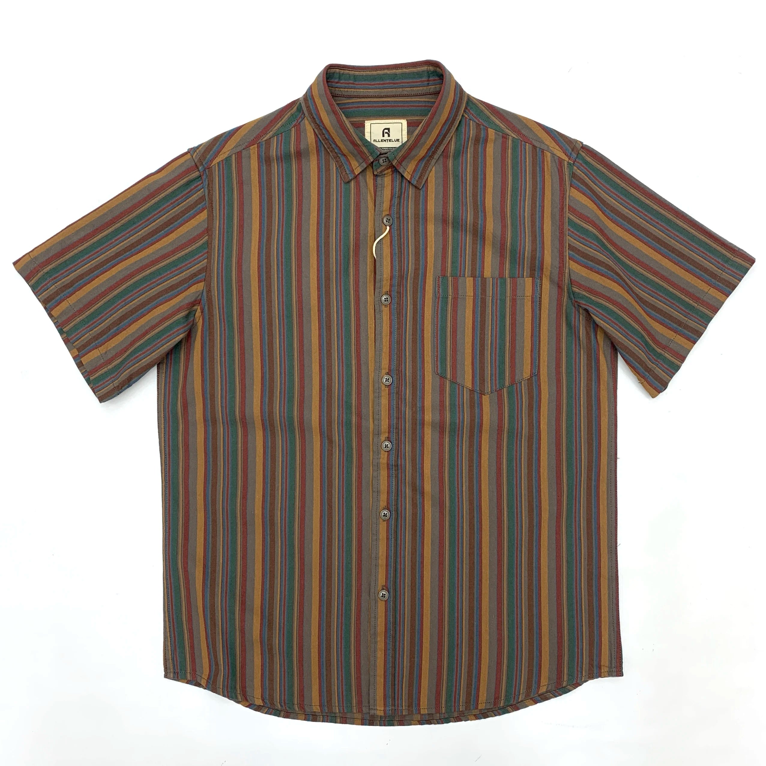 Camisa Vintage Hombre | Rayas Marino | Algodón | Manga Corta | Ticotrendy Costa Rica