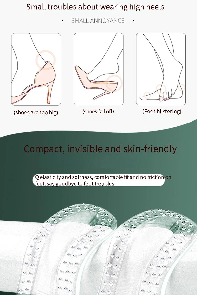 Protectores de talón de GEL para mujer, cojín de silicona, productos para el cuidado de los pies, almohadillas antideslizantes para tacones altos, plantillas de tamaño ajustable, 1 par
