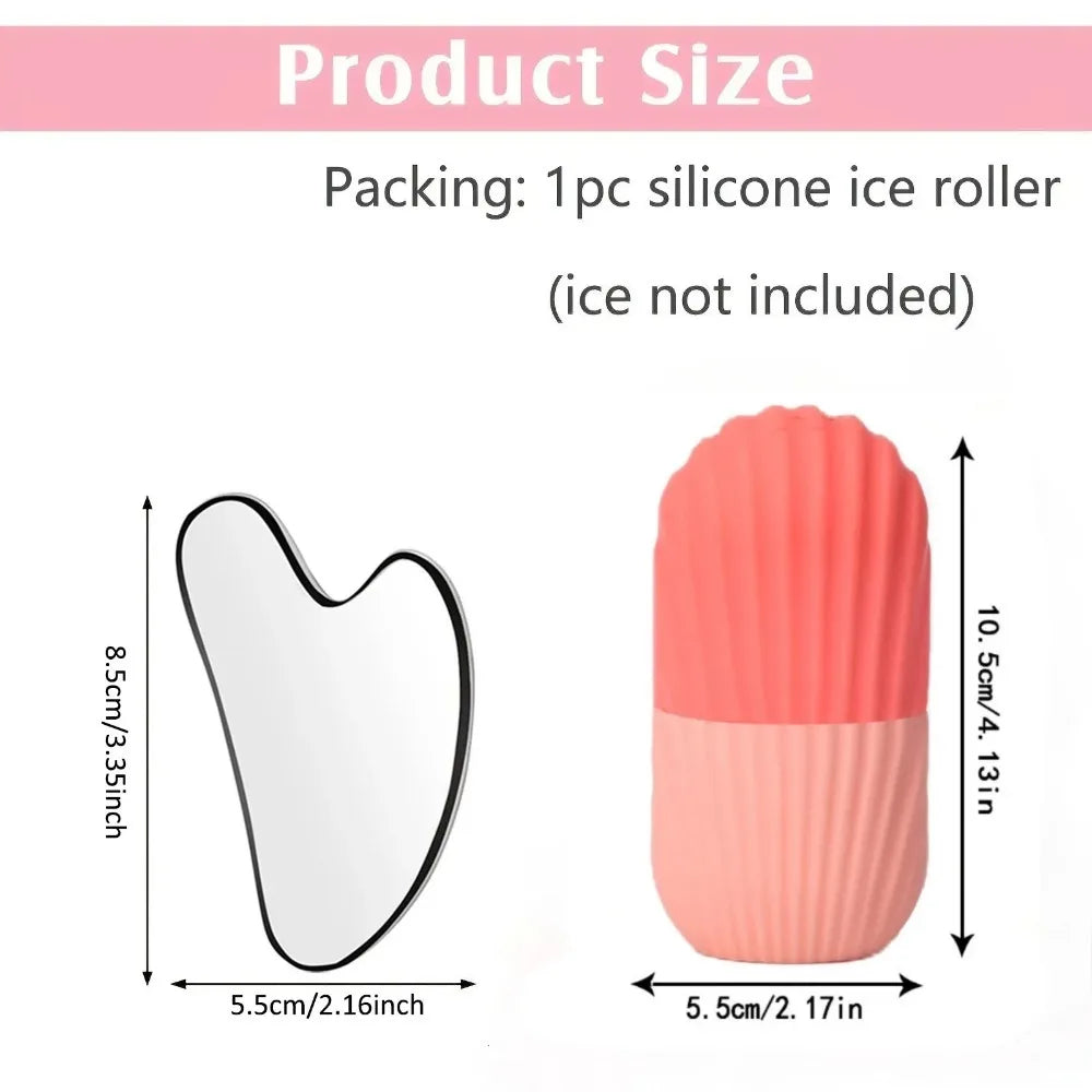 Rodillo Facial de hielo de acero inoxidable, juego de tablero Gua Sha, masajeador Facial, rodillo de masaje Facial, herramientas de belleza para el cuidado de la piel, 1/3 Uds.