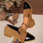 Zapatos de Tacón Bajo Leopardo | Tacón Cuadrado | Punta Estrecha | Talla Grande
