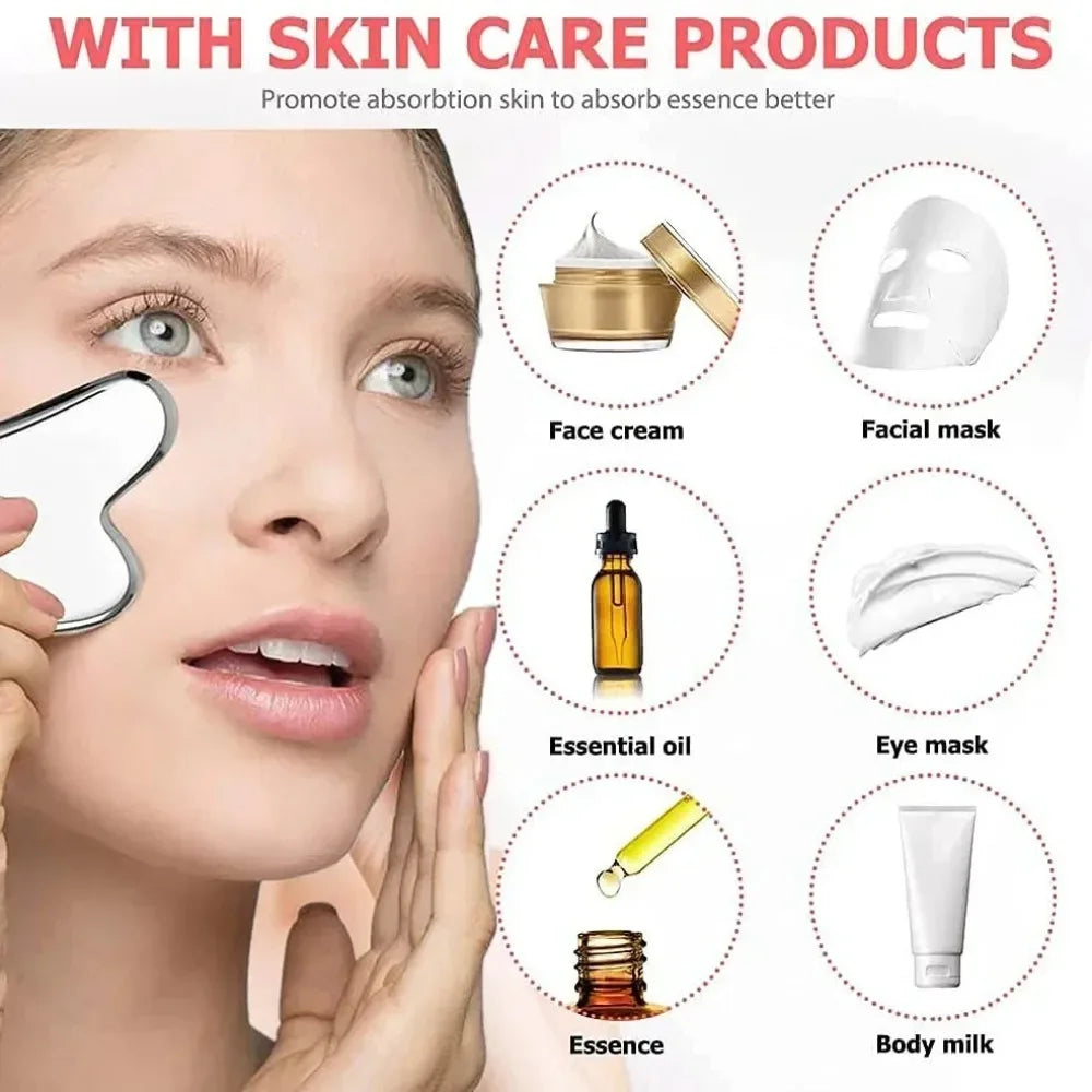 Rodillo Facial de hielo de acero inoxidable, juego de tablero Gua Sha, masajeador Facial, rodillo de masaje Facial, herramientas de belleza para el cuidado de la piel, 1/3 Uds.