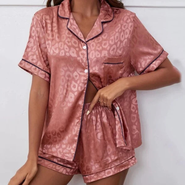 Pijama de Satén Azul Marino | Talla Grande