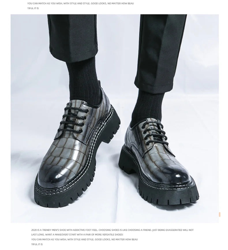 Zapatos Vestir Marrones Hombre | A Cuadros Cordones Punta Redonda Informal Negocios