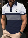 Polo Clásico Hombre Estampado Rayas | Golf Manga Corta Respirable Cintura Ancha