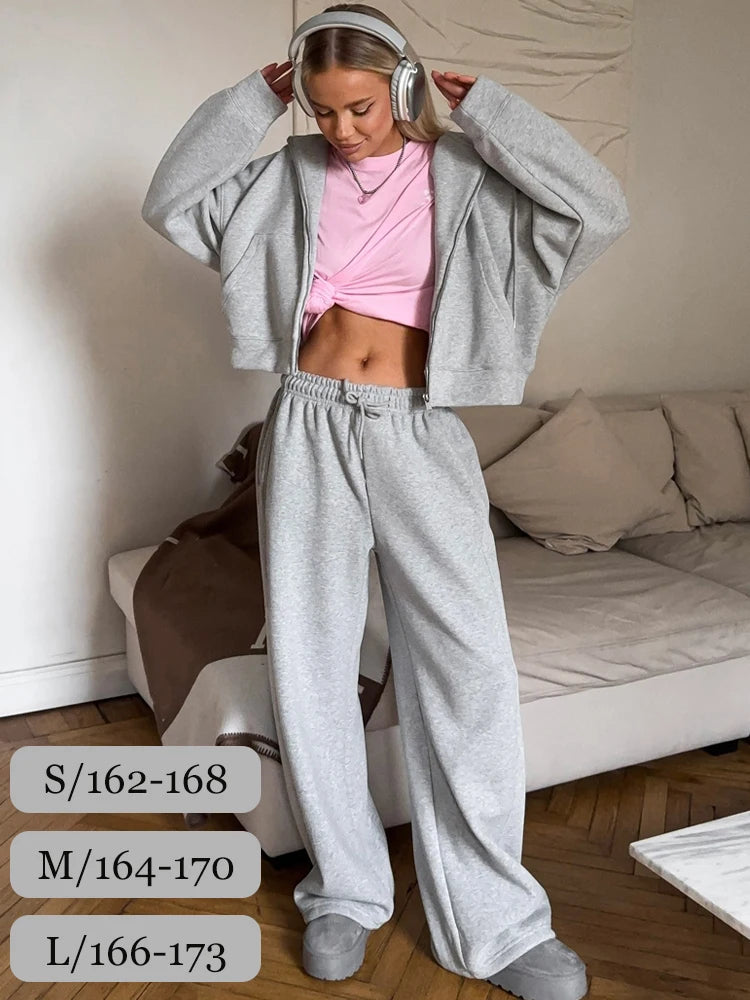 Conjunto Chándal 2 Piezas Mujer | Capucha y Cremallera | Gris y Amarillo Casual | Otoño | Ticotrendy