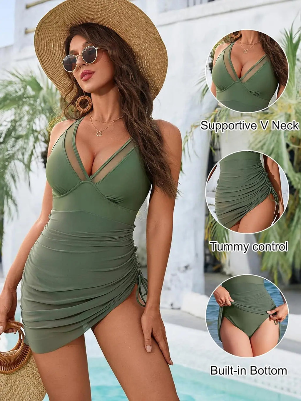 Bikini de Malla con Cordón 2025 | Una Pieza | Color Sólido