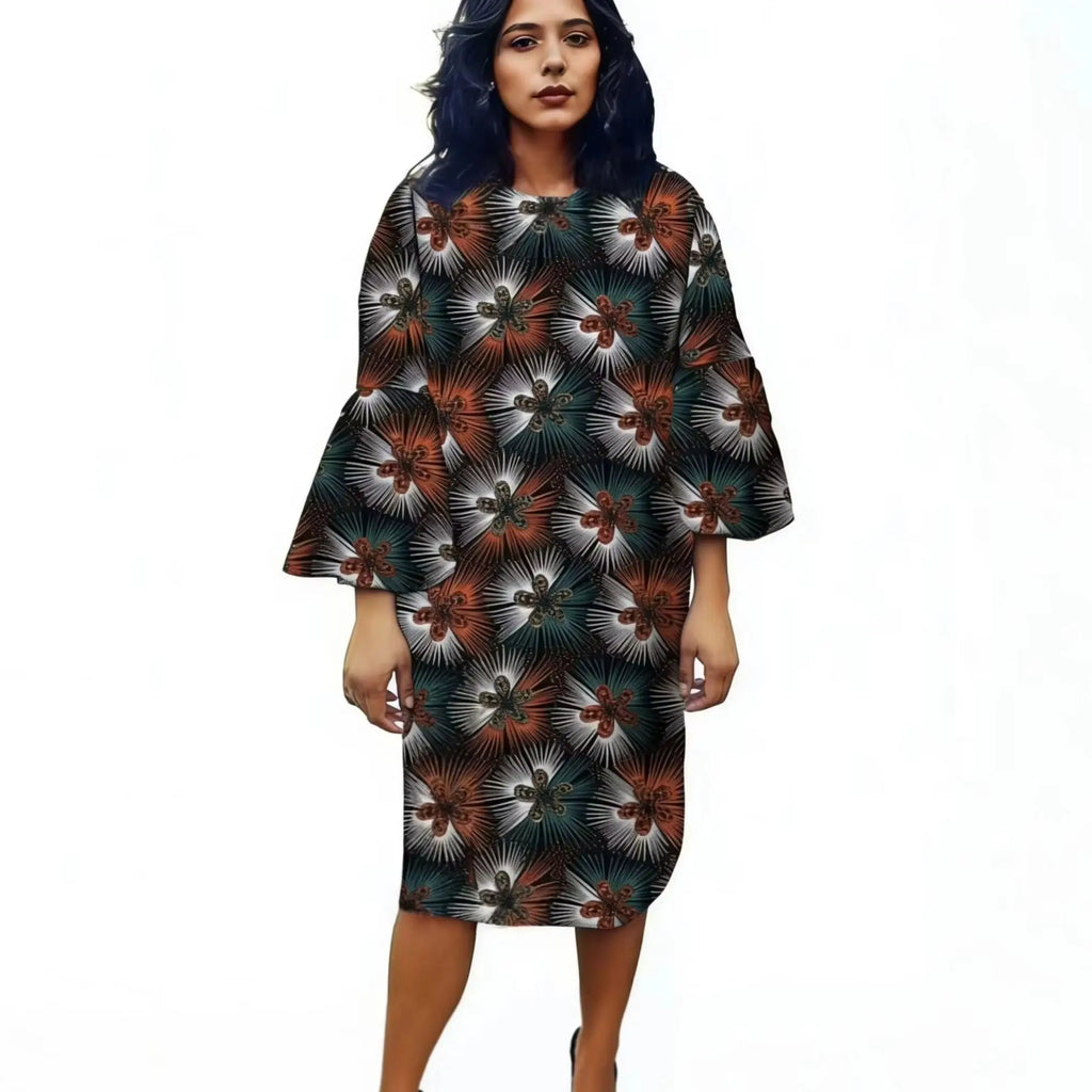 Vestido Ankara Holgado con Mangas Acampanadas