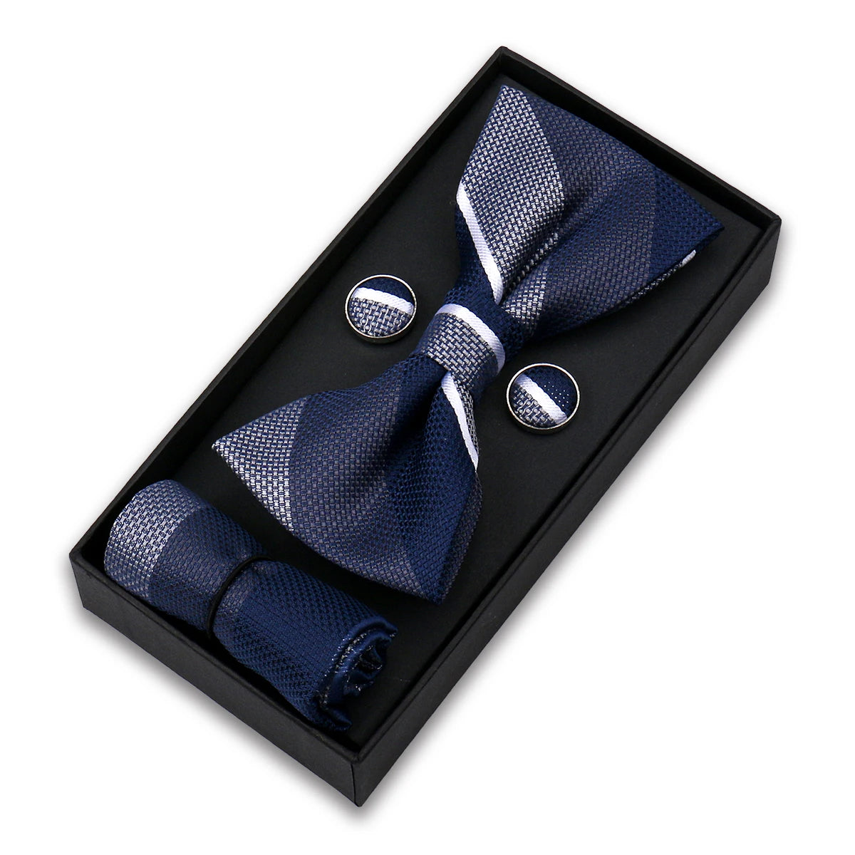 Set de Pajarita Gemelos Pañuelo Cuadrado Regalo Para Hombres Elegantes