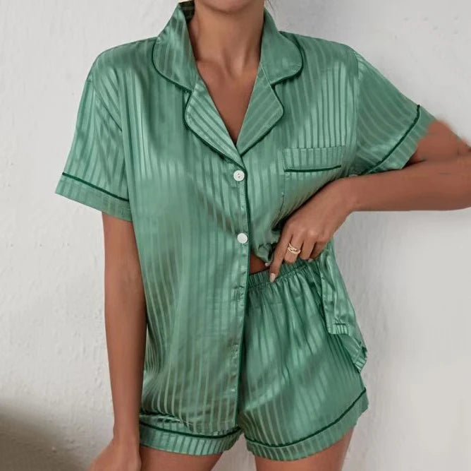 Pijama de Satén Azul Marino | Talla Grande