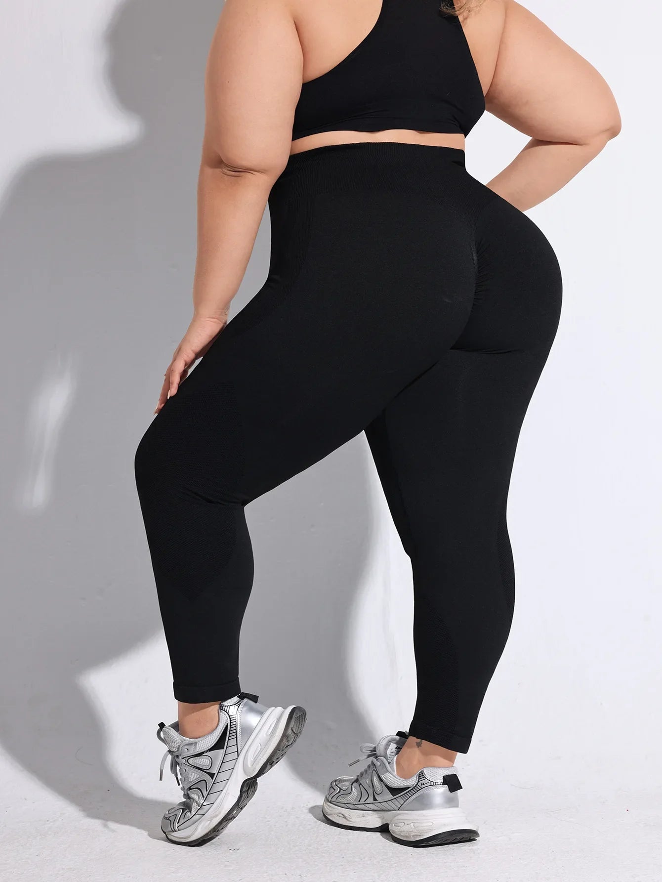 VEQKING 4XL, pantalones deportivos de talla grande para mujer, mallas de Yoga de alta elasticidad sin costuras, mallas de gimnasio con contraste de Color, pantalones de entrenamiento Hiplift