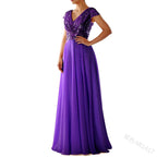 Vestido Cóctel Gasa Plisado Elegante Lentejuelas | Cuello V Formal Longitud Suelo