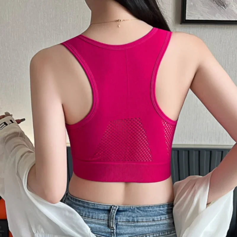 Top Deportivo Cremallera Frontal | Cuello V | Acolchado Sin Costuras | Ticotrendy
