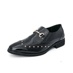 Zapatos Hombre Charol Elegantes Punta Puntiaguda Boda Sin Cordones | Diseño Liso