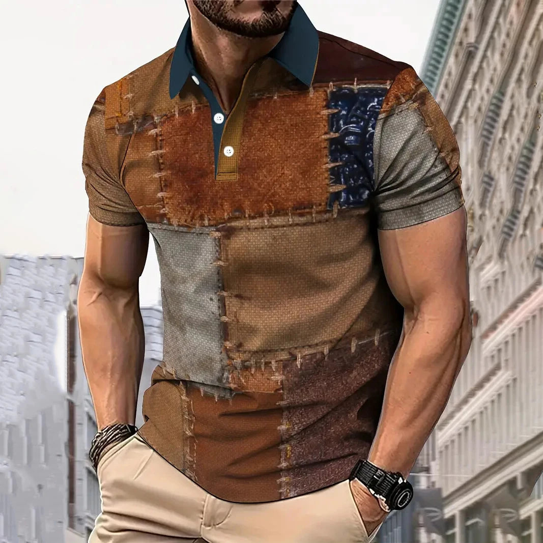 Polo Vintage Hombre Verano | Diseño Estampado Informal Manga Corta Transpirable