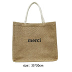 Bolso de Hombro de Lona Grande con Estampado de Letras y Diseño Novedoso