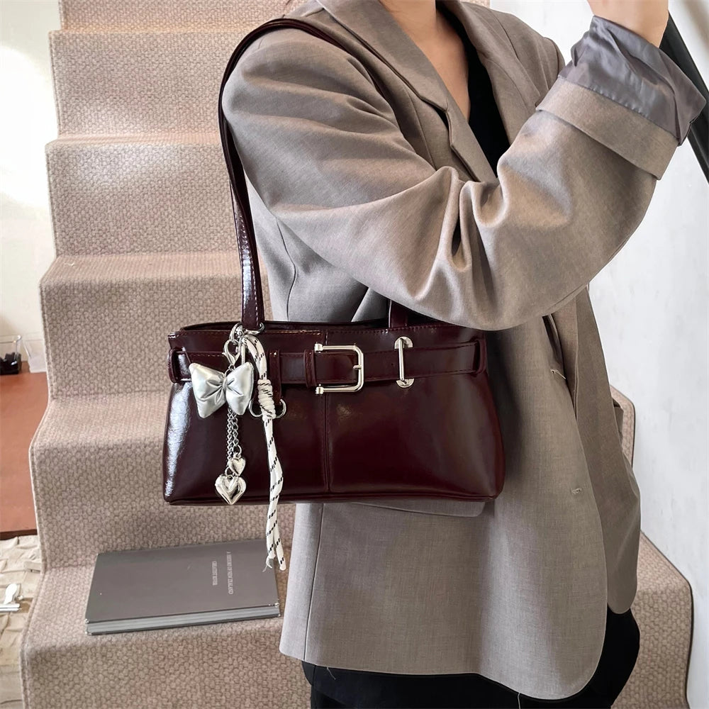 Bolso Hombro Diseño Hebilla Cinturón Lujo | Moda Versátil Tendencia Costa Rica