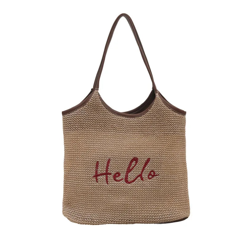Bolso de Hombro de Paja | Grande con Bordado | Informal y para Trabajo