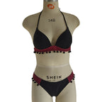 Bikini Set Ticotrendy Mujer Estilo Playa Cuello Halter Bordeado | Cintura Alta