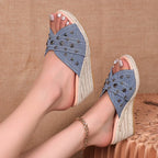 Sandalias Cuña Gruesa Mezclilla Plataforma Alta | Calzado Casual Tendencia Pura Vida