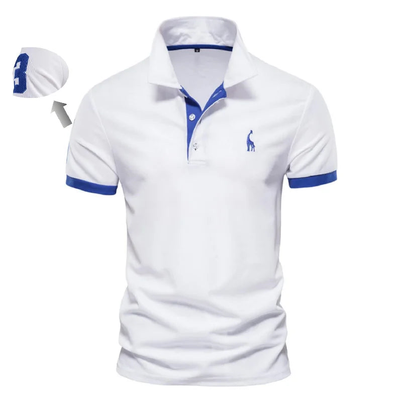 Polo Bordado Ajustado Hombre | Color Sólido Manga Corta | Tallas XS-5XL | Tico Trendy