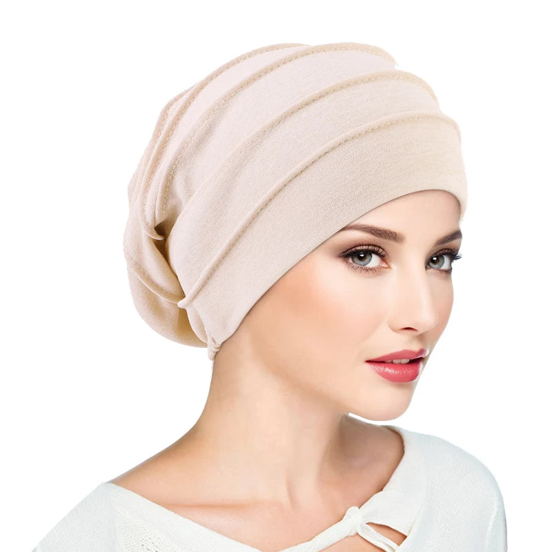 Gorro respirable para mujer, turbante Hijabs para mujer, gorro de tela elástica para la cabeza, gorro suave con volantes para quimio contra el cáncer, bufanda musulmana, venta al por mayor