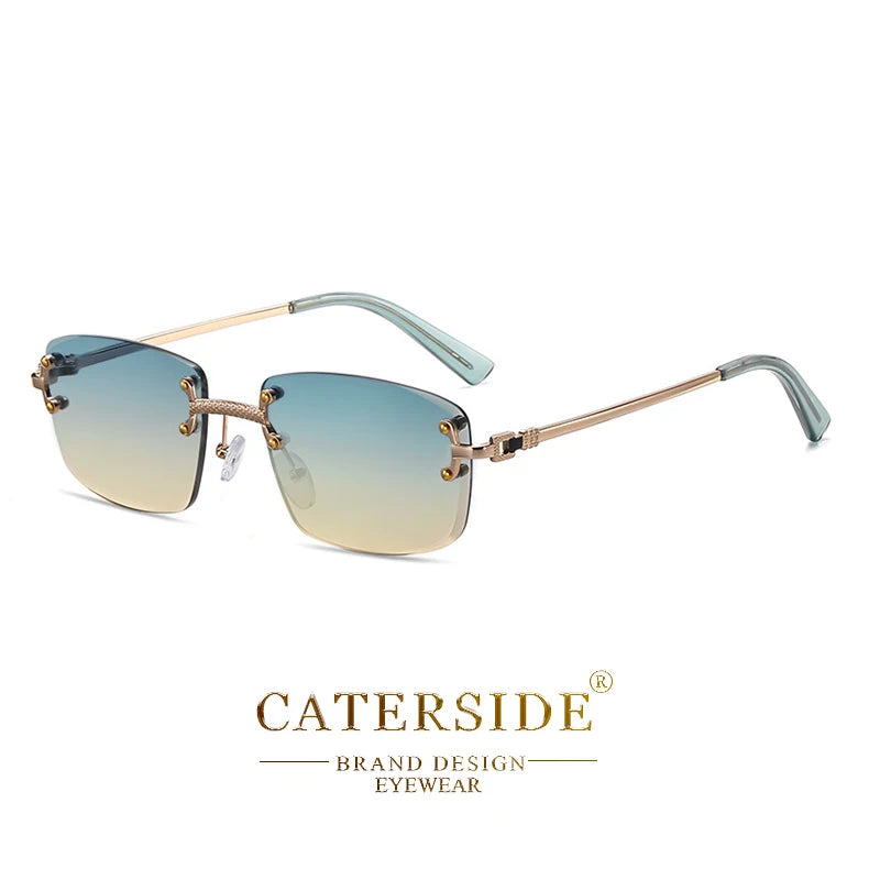 Gafas de Sol CATERSIDE | Cobre y Lentes Degradados Azules | Cuadradas Sin Montura | Lujo Unisex
