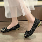 Zapatos Planos de Retales con Hebilla | Estilo Coreano | Punta Estrecha | Primavera y Otoño