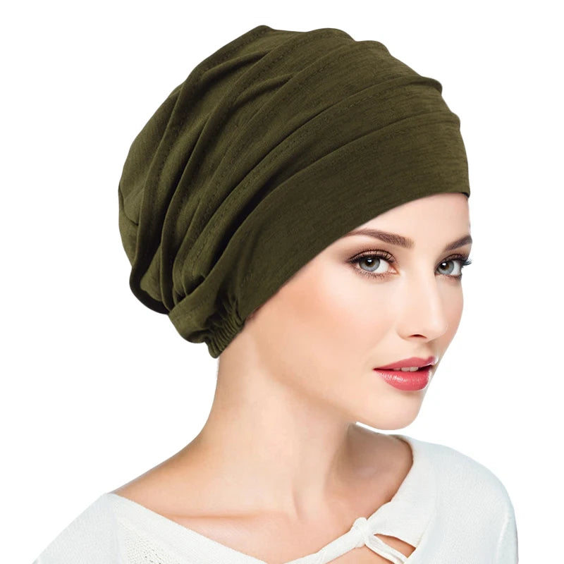Gorro respirable para mujer, turbante Hijabs para mujer, gorro de tela elástica para la cabeza, gorro suave con volantes para quimio contra el cáncer, bufanda musulmana, venta al por mayor