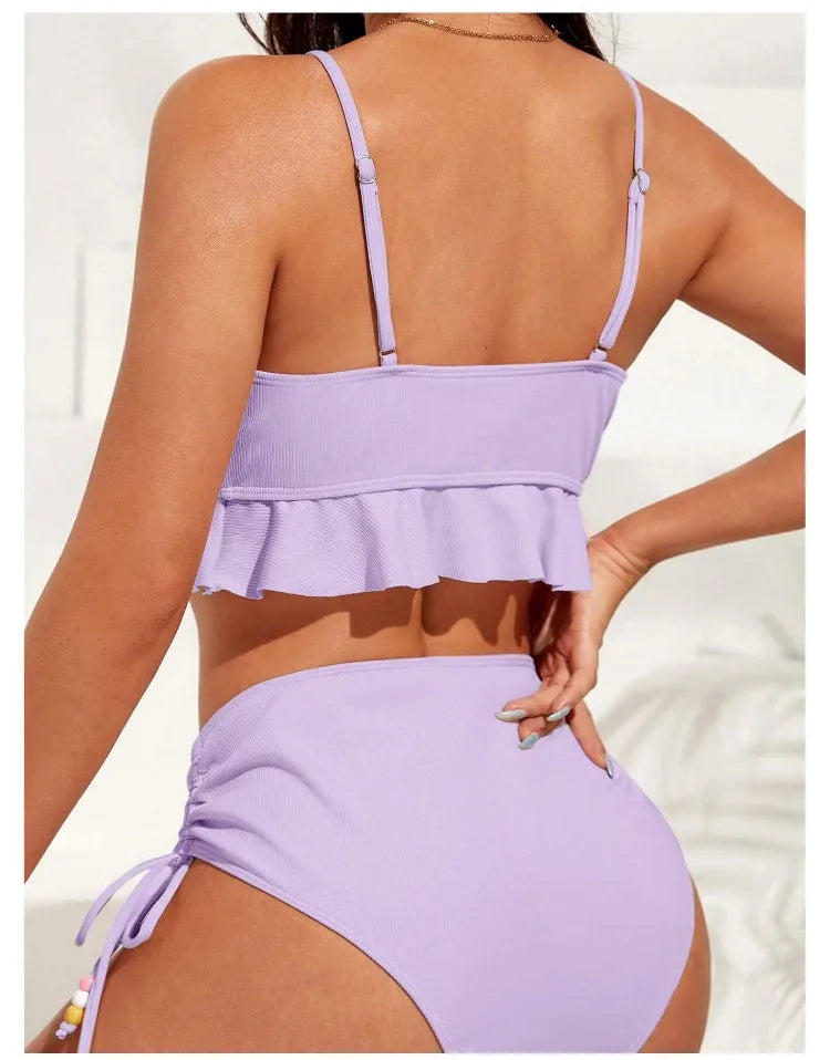 Bikini con Cordón y Volantes - Traje de Baño Sexy para el Verano Tico