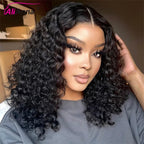 Pelucas sin pegamento con ondas de agua, pelucas de cabello humano Bob corto, pelucas de cabello humano rizado HD transparente, peluca con cierre de encaje 4x4 precortado