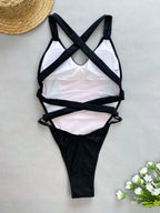 Traje de Baño de Una Pieza Sexy con Retazos para Verano