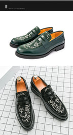 Mocasines Lujo Hombre Punta Redonda Cuero PU Formales Negocios | Sin Cordones
