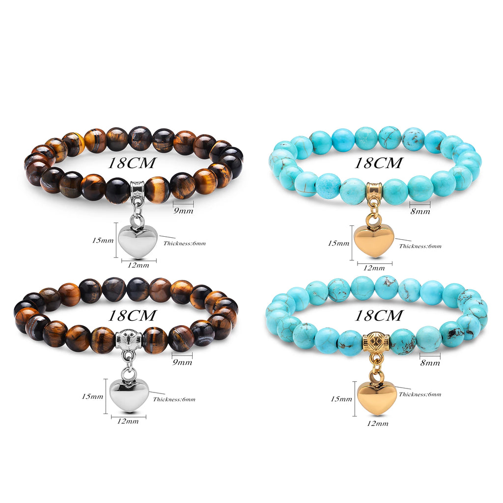 Pulsera de cremación de urna de corazón a la moda, pulsera de piedra Natural para mujeres y hombres, nombre grabado, fecha, regalo de joyería de acero inoxidable