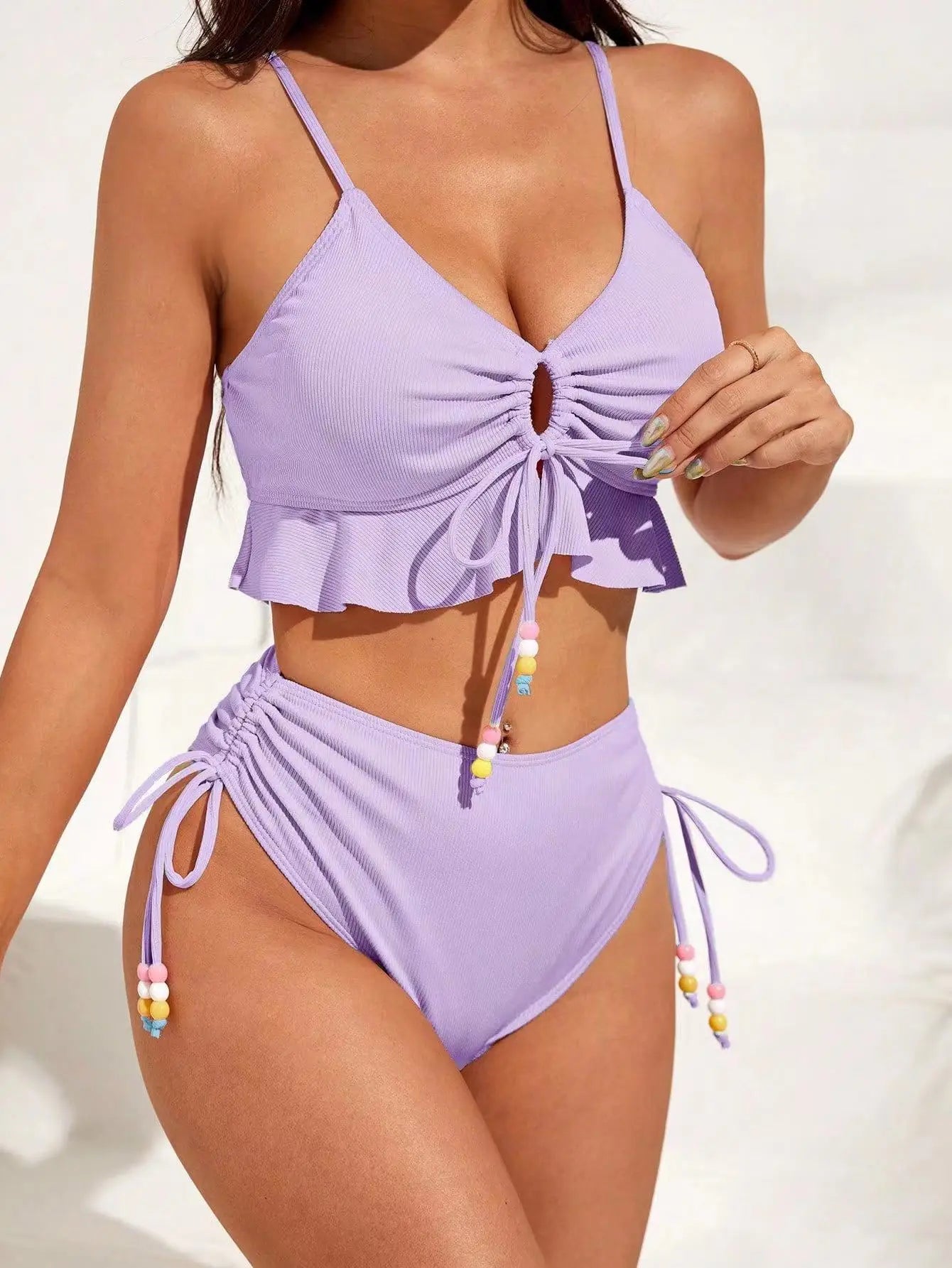 Bikini con Cordón y Volantes - Traje de Baño Sexy para el Verano Tico