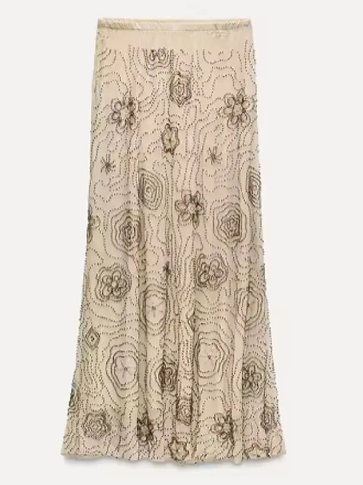 Conjunto de Falda Maxi y Chaleco sin Hombros | Lentejuelas | Fiesta