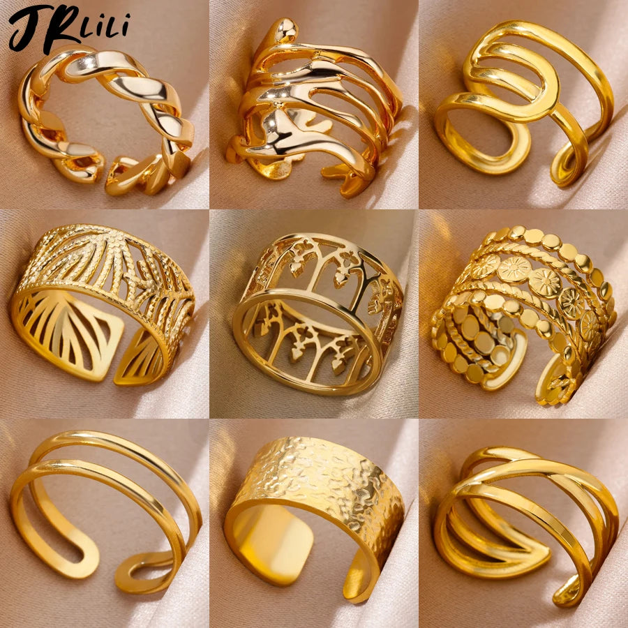 Anillo Trendy Hueco Vintage | Acero Inox | Joyería Pareja Boda | Lujo Y2K