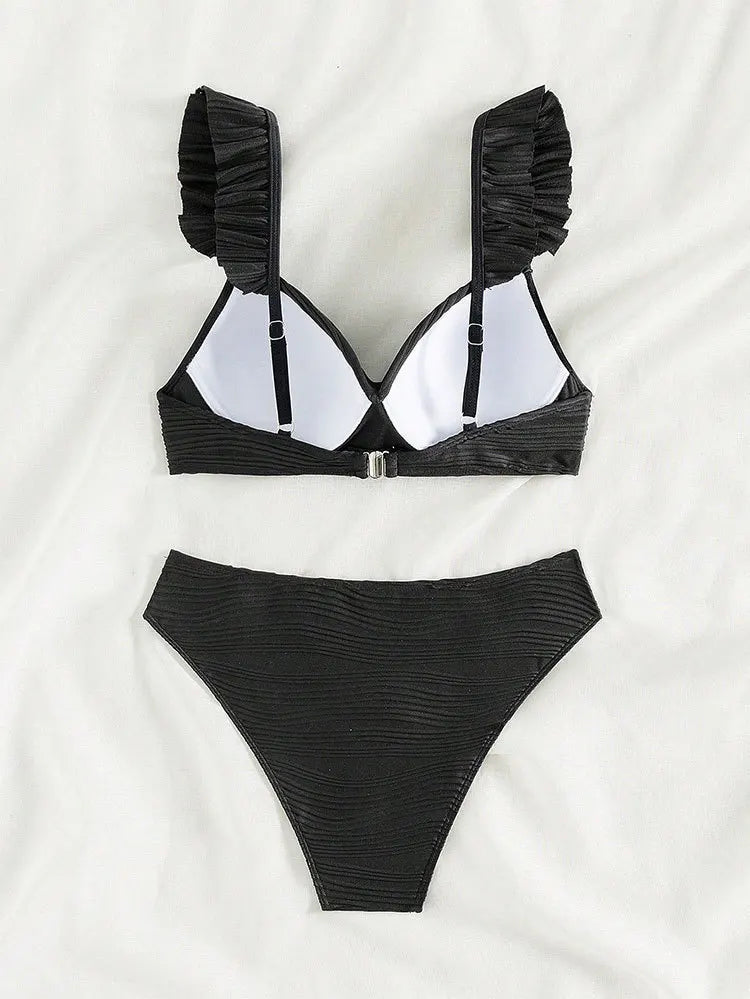 Bikini Push Up con Detalle Recortado y Volantes para Playa