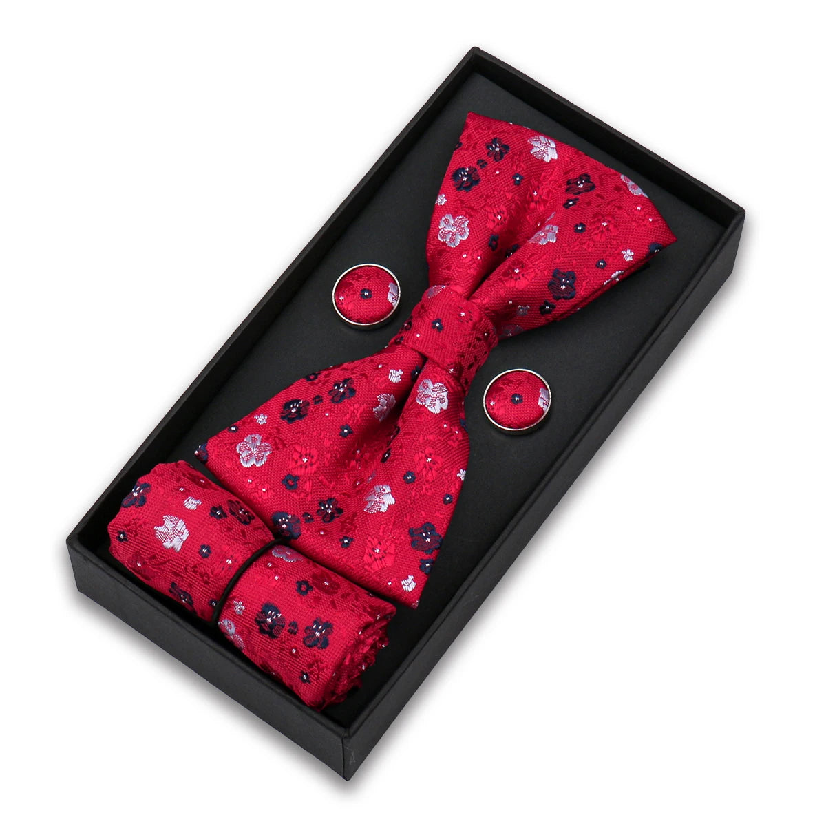 Set De Pajarita Pañuelo Gemelos Regalo Elegante Estilo Para Hombres
