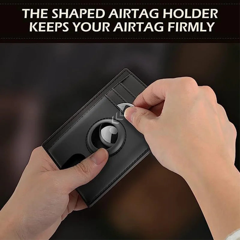 Tarjetero Airtag para hombre, cartera RFID antirrobo de cuero genuino, funda para tarjetas de crédito y identificación, funda para hombre de alta calidad
