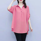 Blusa de gasa holgada para mujer | Moda de verano y otoño, talla grande