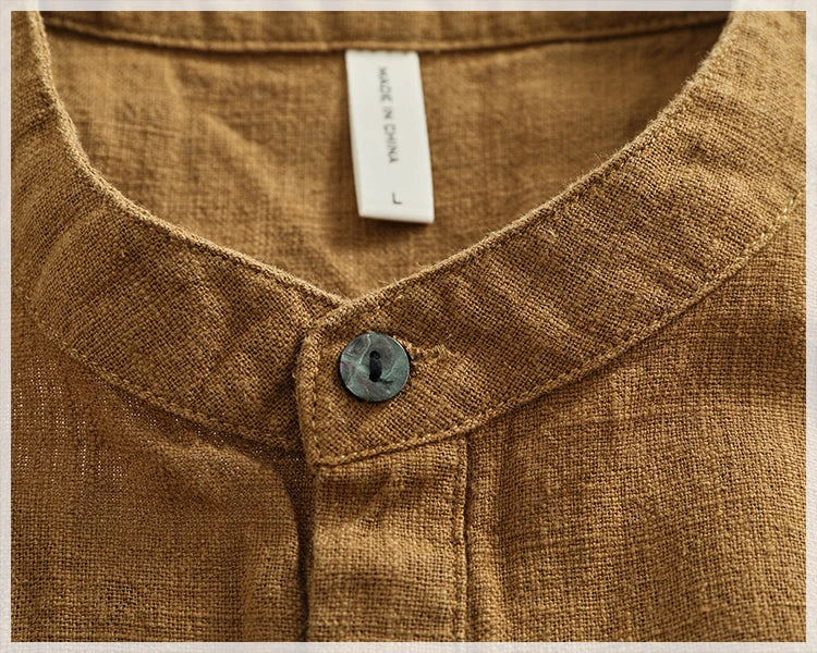 Camisa Lino Algodón Hombre | Estilo Retro | Manga Corta | Cuello Abierto | Ticotrendy Costa Rica