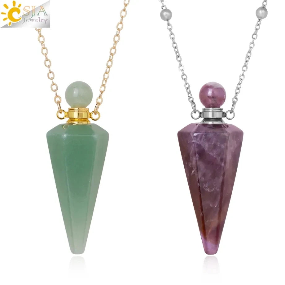 Collar Difusor de Perfume de Piedra Natural Cuarzo Curativo