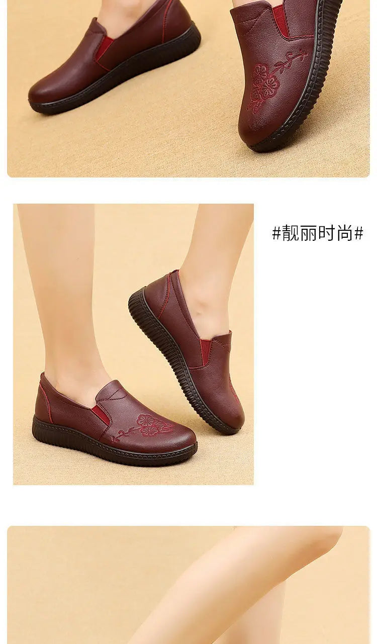 Mocasines Retro Marrones con Cuña | Cuero | Bailarinas Oxford | Talla Grande