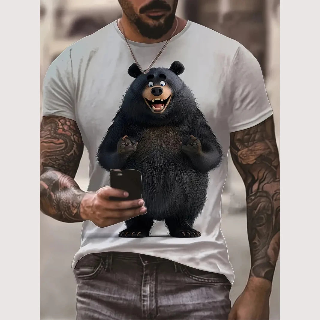 Camiseta Hombre 3D ∣ Estampado Gato ∣ Moda Oversize ∣ Cuello Redondo