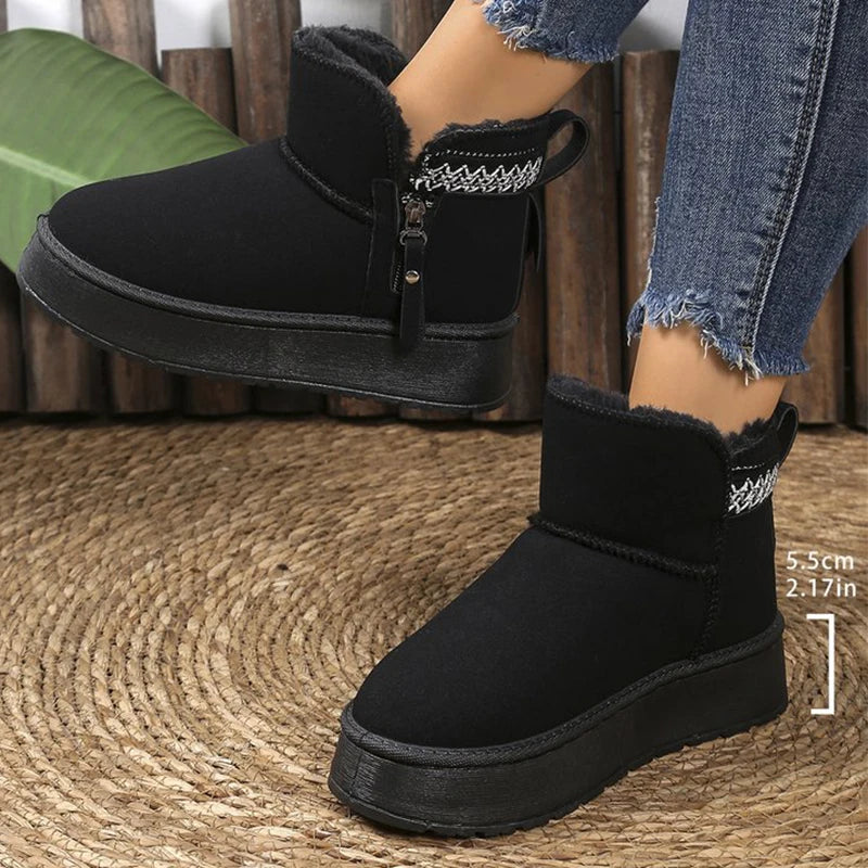 Botines de Plataforma de Ante Sintético con Forro de Felpa