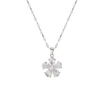 Collar Flor Elegante Plateado | Acero Inoxidable | Circón | Ticotrendy
